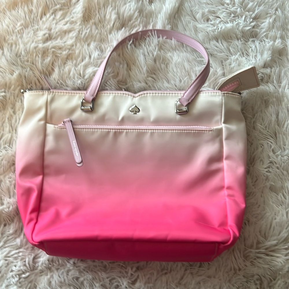 Ombré dark pink to light pink to off white Kate spade handbag .